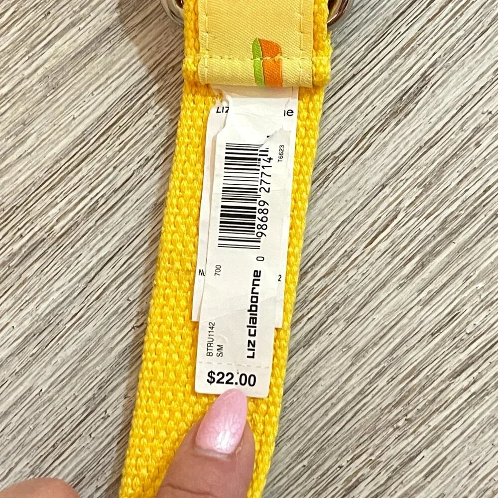 Liz Claiborne Belt Yellow Sandals Shoes Cloth Silver Loop Buckle Small Medium